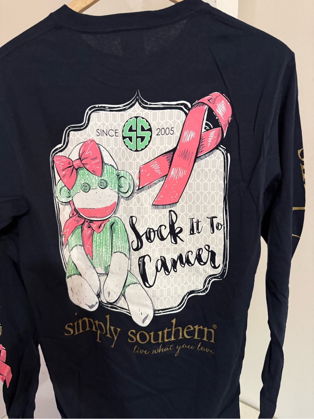 NWT Simply Southern Sock It to Cancer Shirt